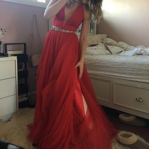 Red Sherri Hill prom dress